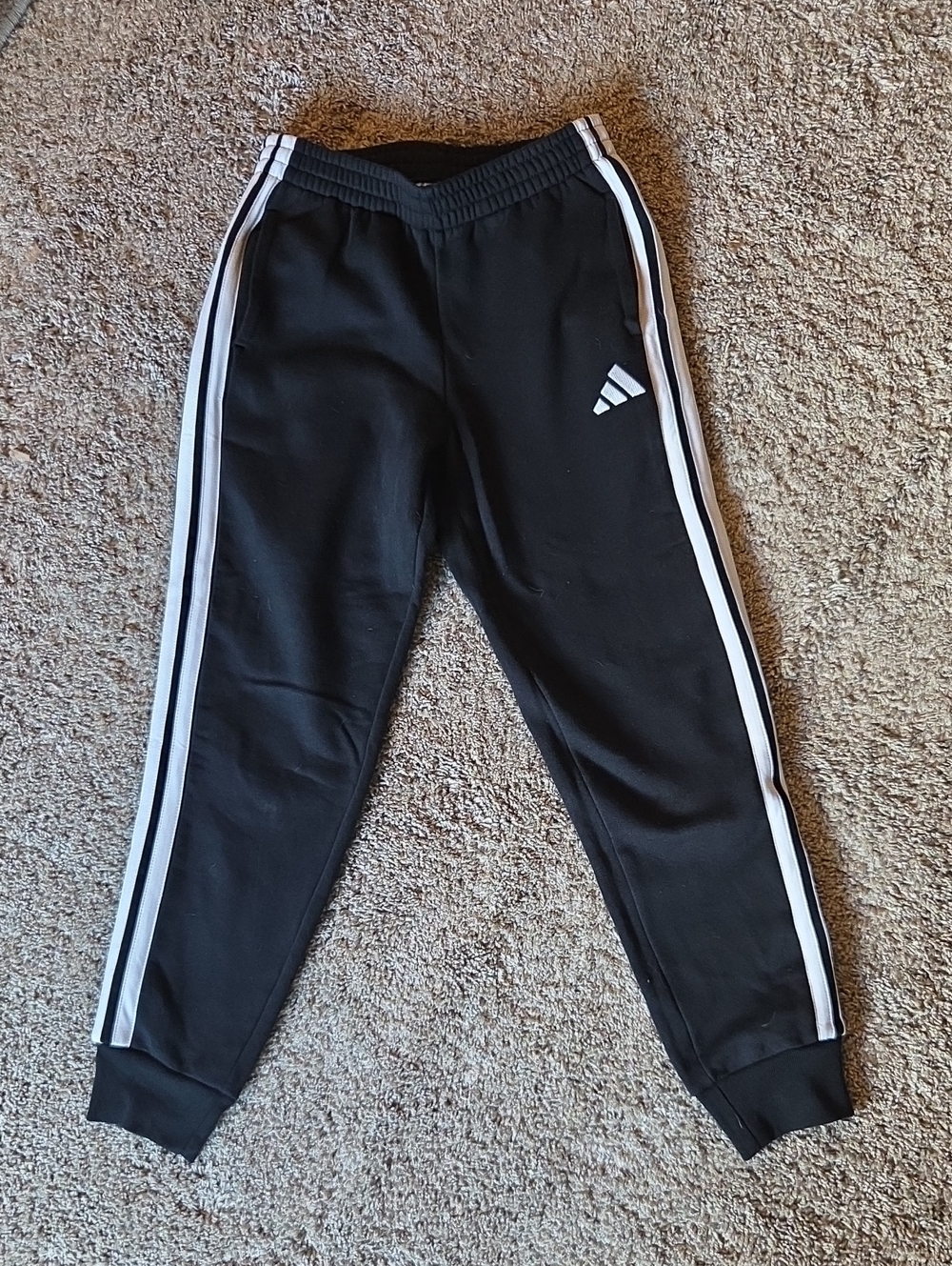 adidas Black Jogger Sweatpants with White Side Stripes